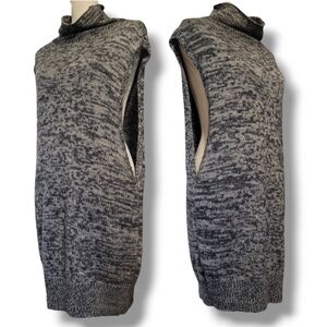 Poles Alpaca Silk Long Cable Knit  Mock High‎ Neck Tunic Sweater Vest Large